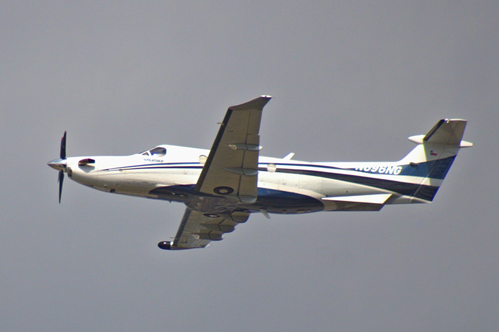 Pilatus PC-12 NG in cruise flight, three-quarter view